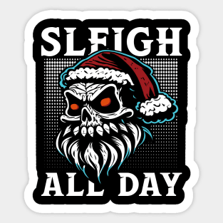 Santa Skull Sleigh All Day Sticker